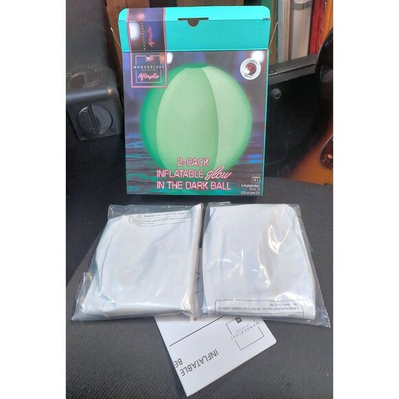Wanderlust 2-Pack Inflatable Glow In The Dark Pool Beach Ball Set - 10" Diameter - Picture 2 of 3
